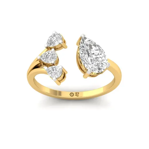 Pear-Cut Diamond Ring with Side Accents