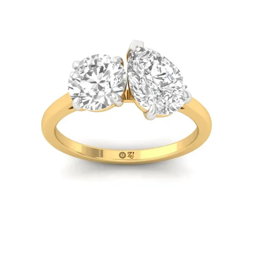 Two-Stone Pear & Round Cut Diamond Ring