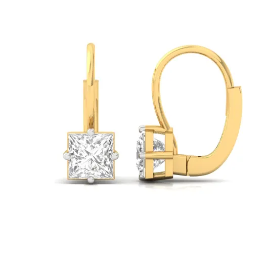 Princess Cut Diamond Hoop Earrings (1 Pair)