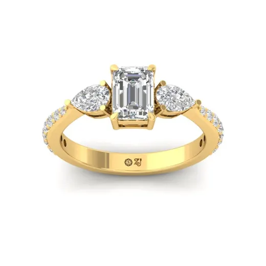 Emerald & Pear Cut Diamond Engagement Ring
