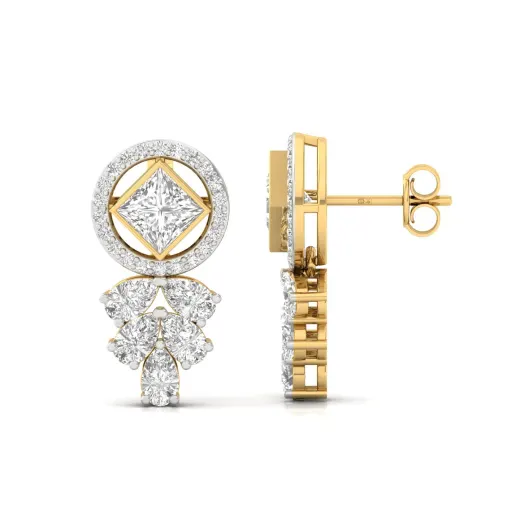 Princess & Pear Cut Diamond Drop Earrings (1 Pair)