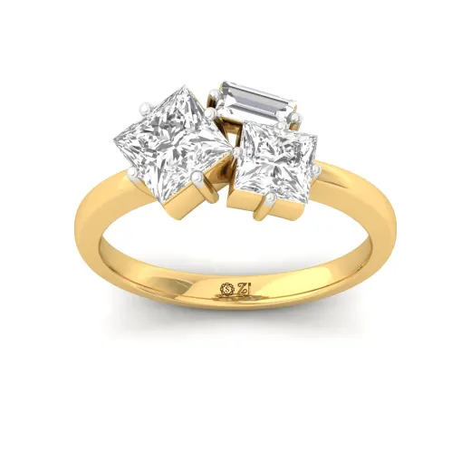 Princess Cut Diamond Engagement Ring with Baguette Accent