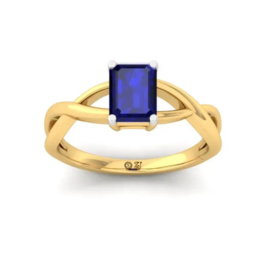 Emerald Cut Blue Diamond Promise Ring