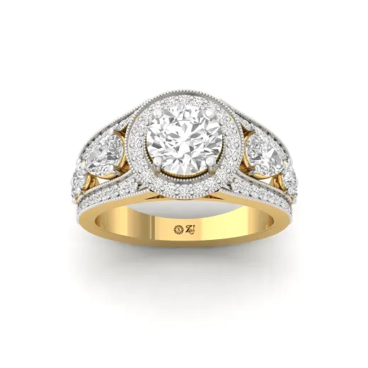 Round Cut Diamond Vintage Halo Engagement Ring