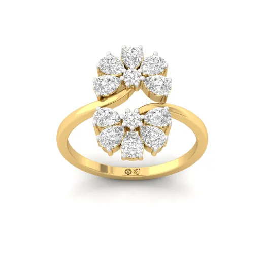 Round & Pear Cut Diamond Floral Cocktail Ring
