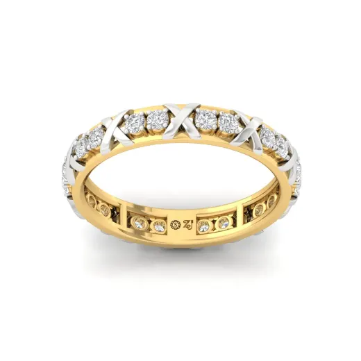 Round Cut Diamond Eternity Ring with X-Design