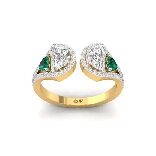 Half Moon & Heart Diamond Open Ring