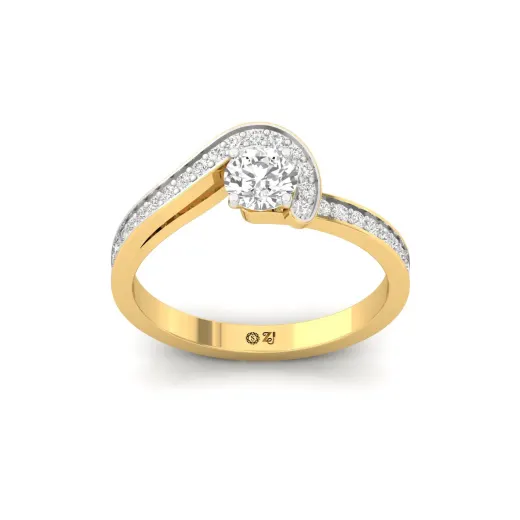 Round Cut Diamond Wave Halo Ring