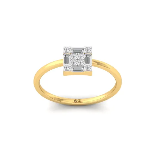 Square Cluster Baguette & Round Diamond Ring