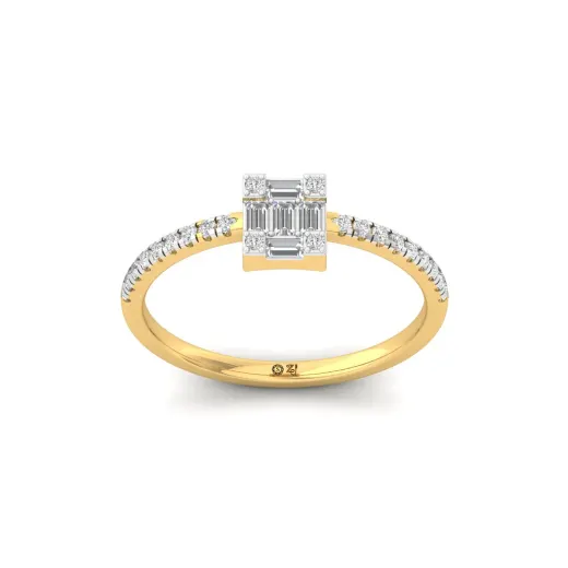 Square Baguette & Round Diamond Cluster Ring