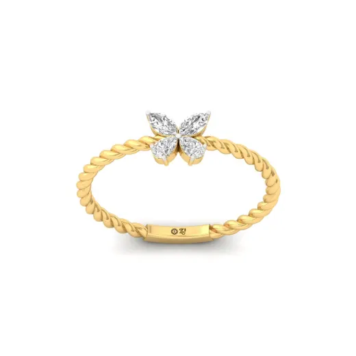 Twisted Rope Floral Diamond Ring