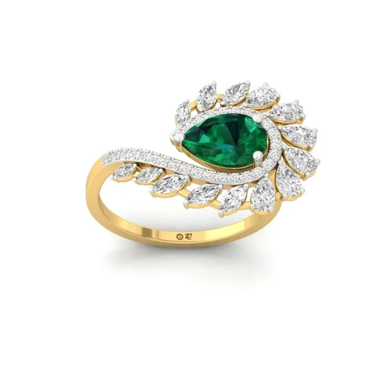 Peacock Feather Diamond Ring