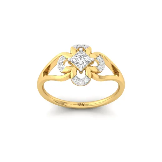 Princess Cut Lab Grown Diamond Floral Engagement Ring