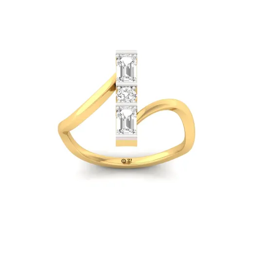 Emerald & Round Cut Diamond Toi et Moi Ring