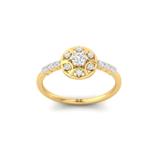 Round Cut Diamond Floral Halo Ring
