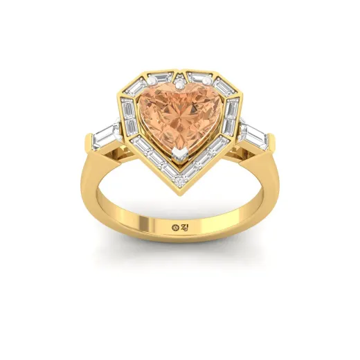 Heart Cut Fancy Peach Diamond Engagement Ring