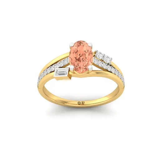 Oval Cut Fancy Peach Diamond Engagement Ring
