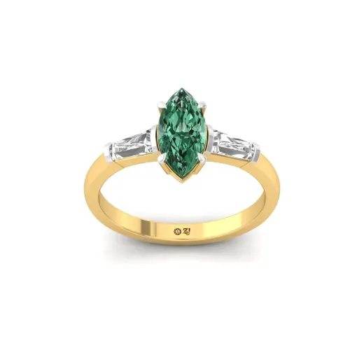 Marquise Cut Green Diamond Engagement Ring