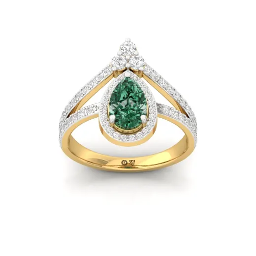 Pear Cut Green Diamond Halo Engagement Ring