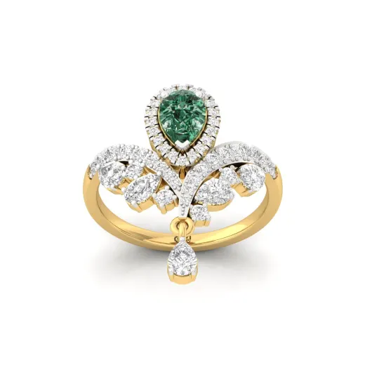 Pear Cut Green Diamond Designer Cocktail Ring