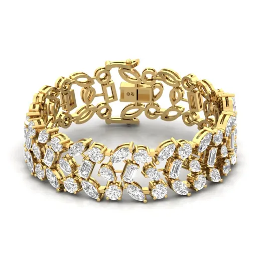 Emerald, Marquise & Pear Cut Diamond Bracelet