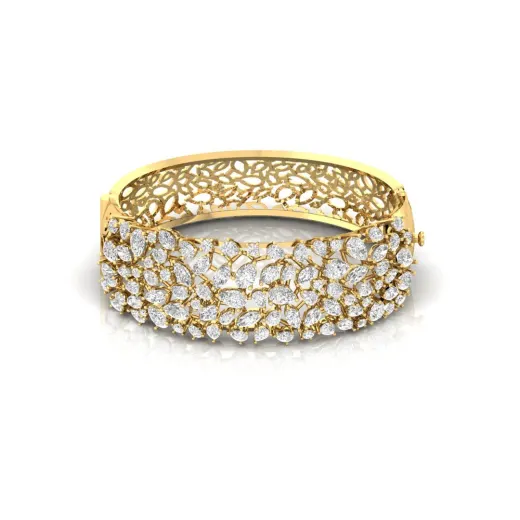 Pear & Marquise Cut Diamond Wide Bangle Bracelet