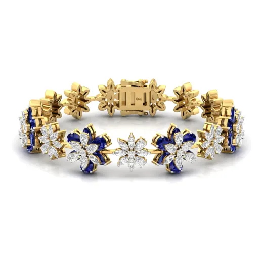 Floral Diamond & Sapphire Bracelet
