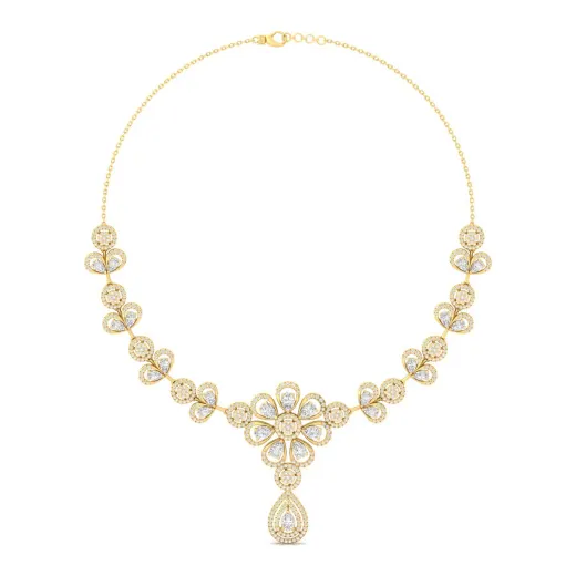 Round & Pear Diamond Floral Necklace
