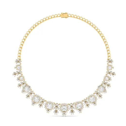 Cushion & Pear Cut Diamond Floral Necklace