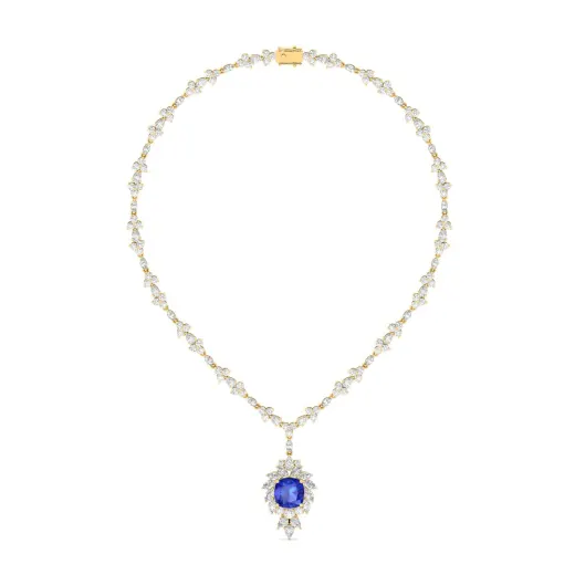 Designer Diamond Necklace with Drop Pendant