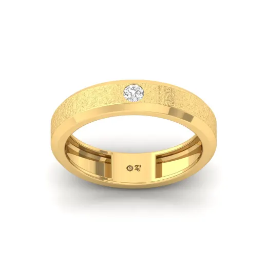 Round Cut Diamond Men’s Matte Finish Band Ring