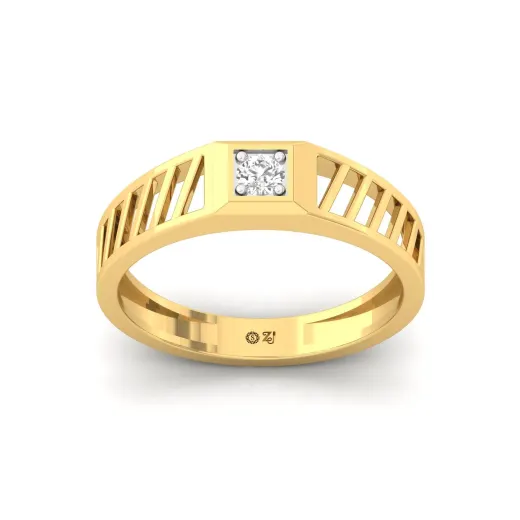 Round Cut Diamond Men’s Geometric Band Ring