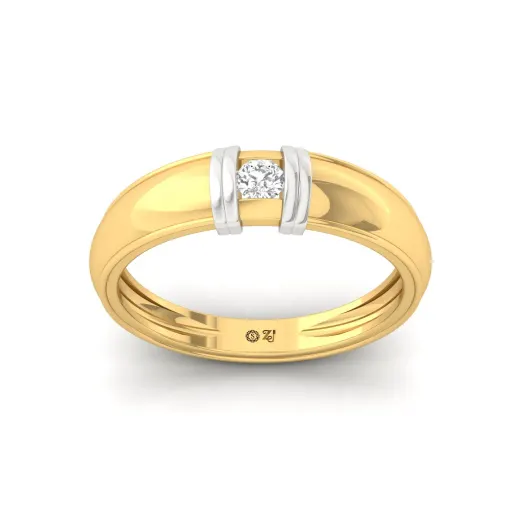 Round Cut Diamond Men’s Two-Tone Band Ring