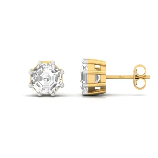 Octagon Cut Diamond Stud Earrings (1 Pair)