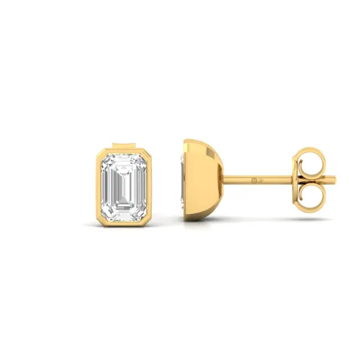 Emerald Cut Diamond Stud Earrings (1 Pair)