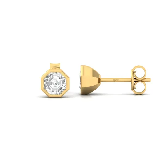 Octagon Cut Diamond Stud Earrings (1 Pair)