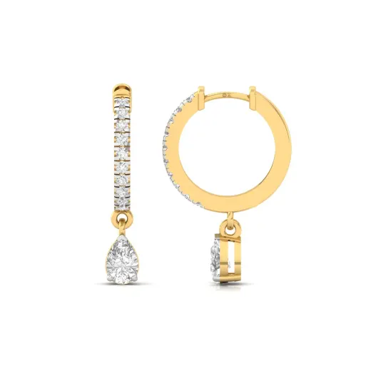 Pear Cut Diamond Drop Hoop Earrings