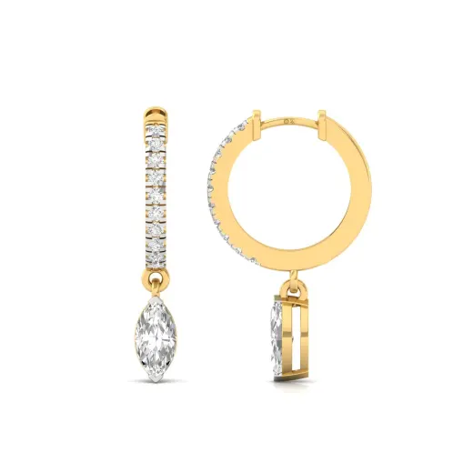 Marquise Cut Diamond Drop Hoop Earrings