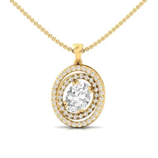 Oval Diamond Halo Pendant