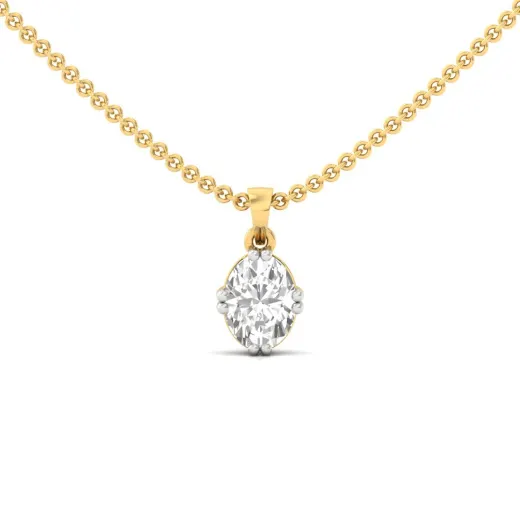Oval Cut Diamond Solitaire Pendant (Without Chain)