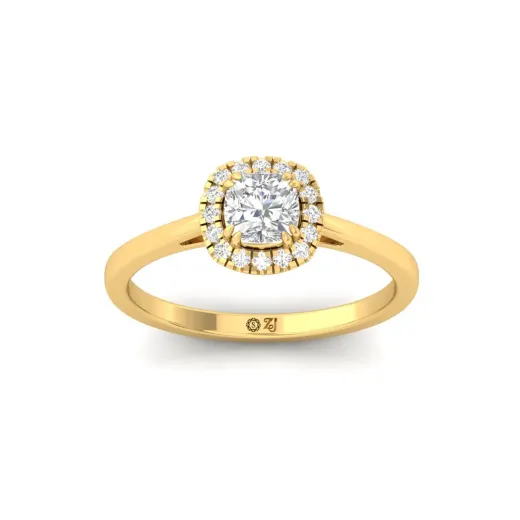 Cushion Cut Diamond Halo Engagement Ring