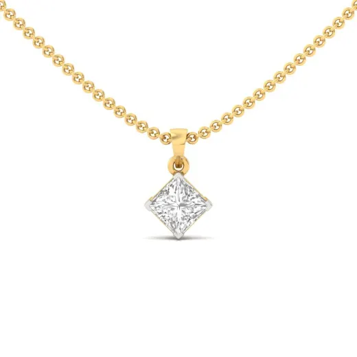 Princess Cut Diamond Solitaire Pendant (Without Chain)