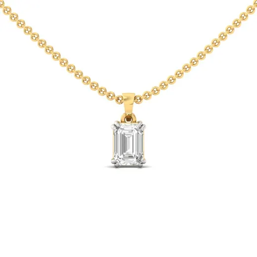 Emerald Cut Diamond Solitaire Pendant (Without Chain)