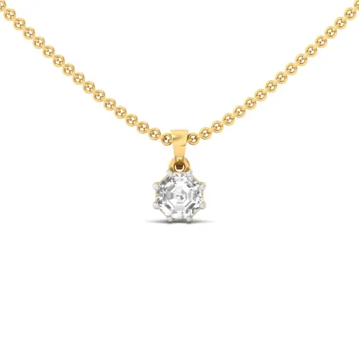 Octagon Cut Diamond Solitaire Pendant (Without Chain)