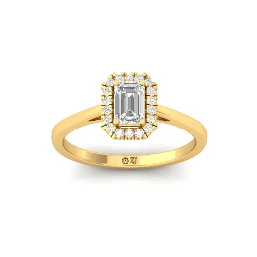 Emerald Cut Diamond Halo Engagement Ring