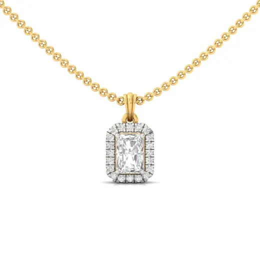 Radiant Cut Diamond Halo Pendant (Without Chain)