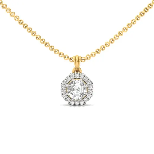 Octagon Cut Diamond Halo Pendant (Without Chain)