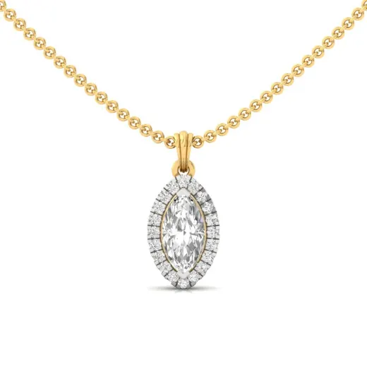 Marquise Cut Diamond Halo Pendant (Without Chain)