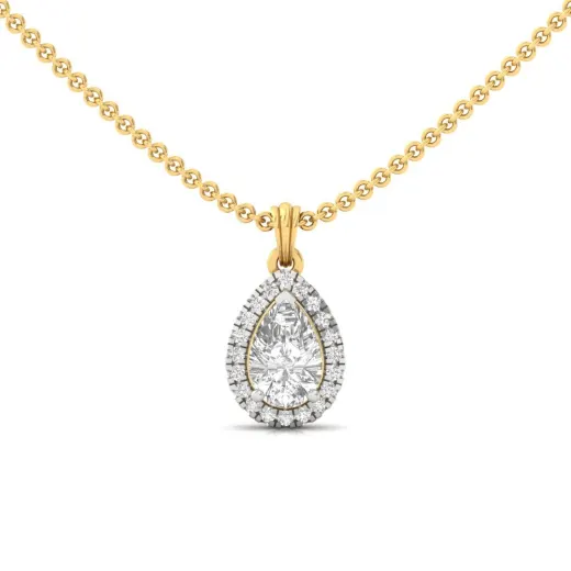 Pear Cut Diamond Halo Pendant (Without Chain)