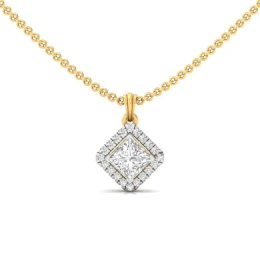 Princess Cut Diamond Halo Pendant (Without Chain)
